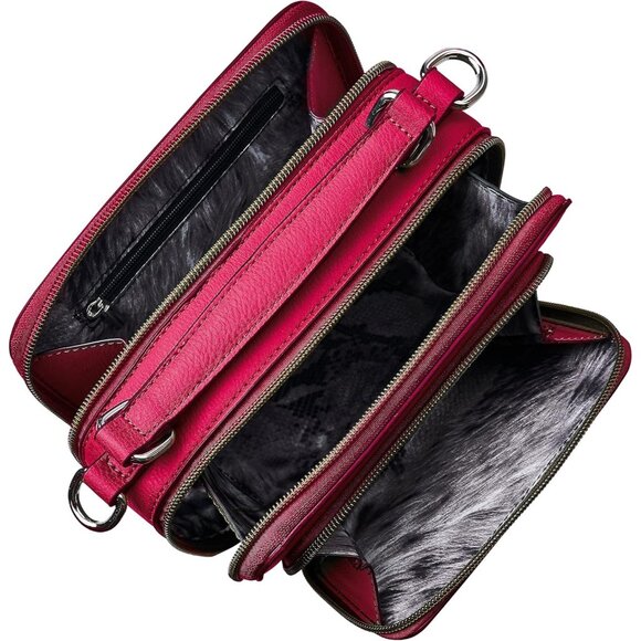 Women's Leather Camera Bag 7.5x5.5x3.75in RFID Card Holder Zipper Closure - Picture 2 of 8